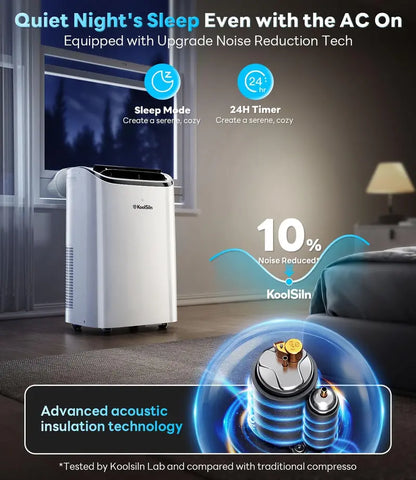 14,000 BTU Portable Air Conditioner  Cools Up to 700 Sq. Ft., Low-Noise Auto-Evaporation Design, Remote-Controlled for Garages & Offices