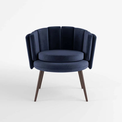 Fauteuil en velours bleu nuit