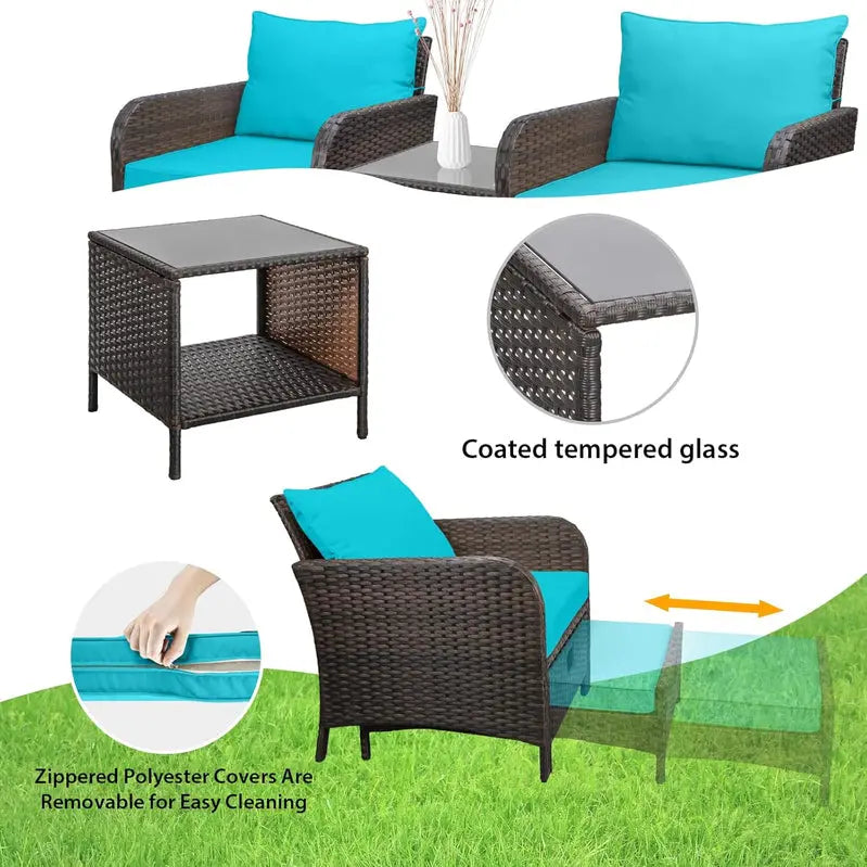 Leveleve 5-Piece Balcony Conversation Set  Compact Patio Furniture with Weather-Resistant Design
