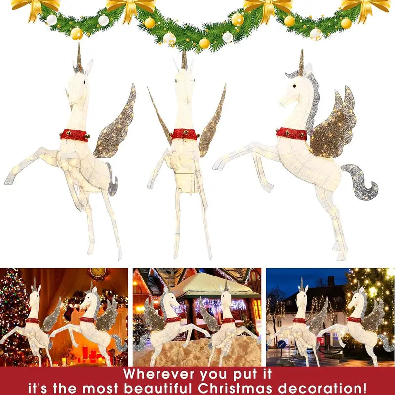 CiniQy Lighted Christmas Pegasus, 4.7FT Outdoor Decoration with 140 Warm White LEDs, Weatherproof for Indoor/Outdoor Use