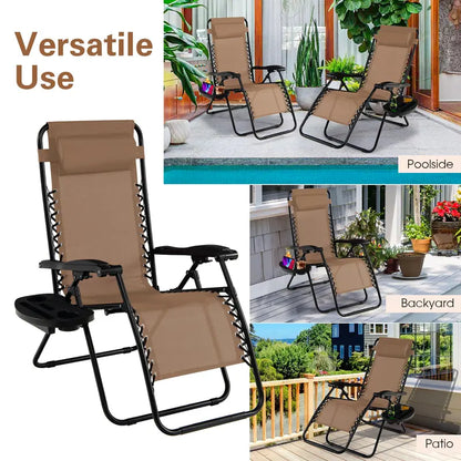 Zero Gravity Folding Lounge Chair  Reclining Ergonomic Patio Lounger