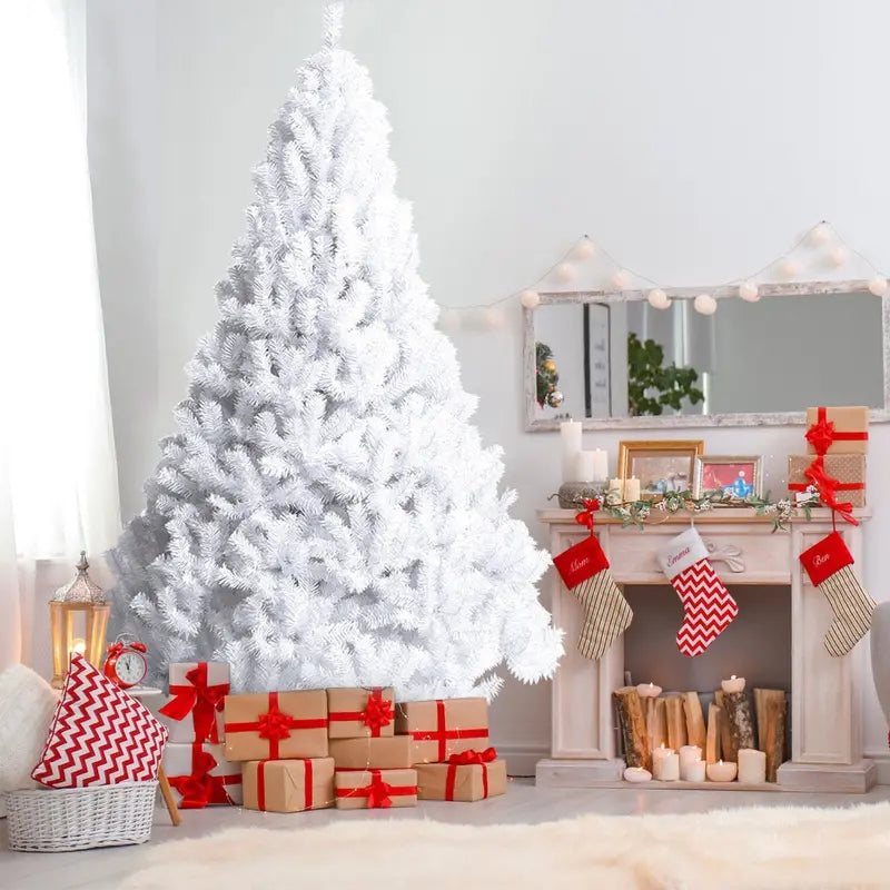White Metal-Legged Christmas Tree  All-Weather Holiday Decor for Indoor and Outdoor Spaces