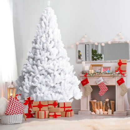 White Metal-Legged Christmas Tree  All-Weather Holiday Decor for Indoor and Outdoor Spaces