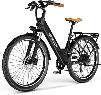 1000W Peak Electric Mountain Bike  26″ Adult Ebike with 7-Speed Gearing, Removable Battery & 70-Mile Range for Commuting, Beach & Snow Terrain