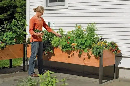 Eco-Stained Elevated Planter Box — Sustainable Wooden Raised Garden Bed with Drainage and Aesthetic Finish