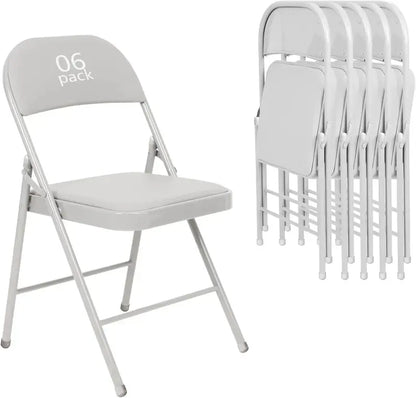 Set of Six Black Folding Chairs ¡ª Leather-Upholstered Event Seating for Weddings, Offices &amp; Gatherings