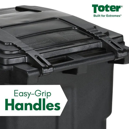 Toter 64 Gallon Black Outdoor Trash Can with Wheels & Lid, Durable & Recyclable