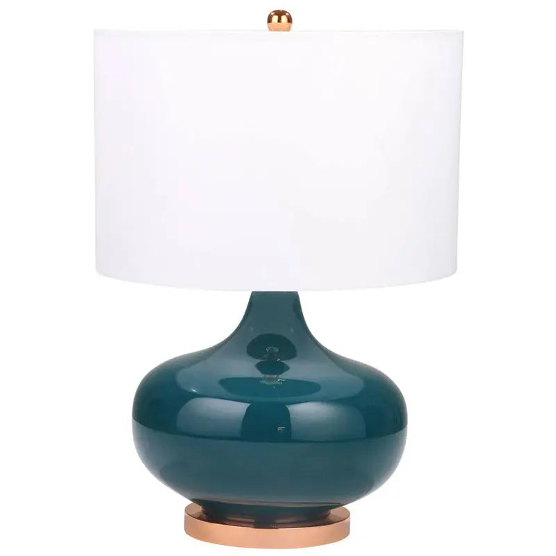 Genie 26-Inch Round Glass Table Lamp  Green Accented Shade, Model 50098-01