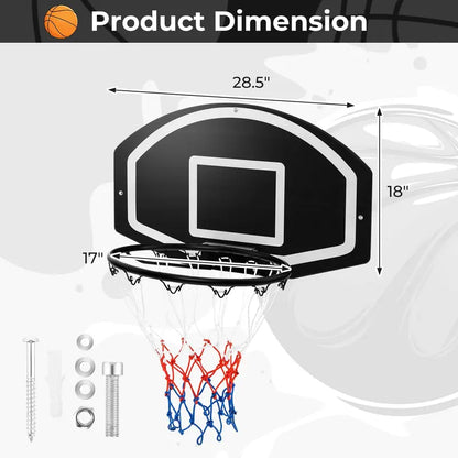 Heavy-Duty Wall-Mounted Basketball Hoop with Shatterproof 28.5″ x 18″ Backboard and 17″ Steel Rim