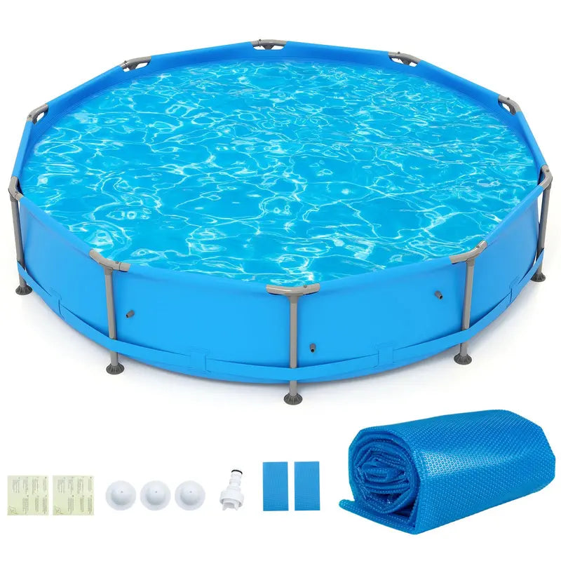 Above-Ground Metal-Frame Swimming Pool for Outdoor Use