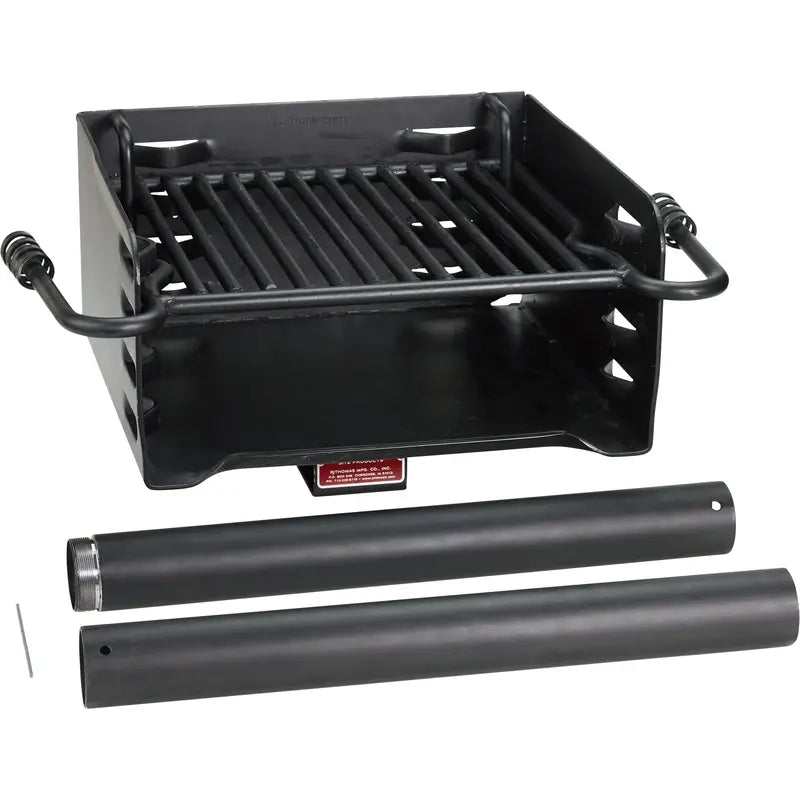 Pilot Rock Park-Style Steel Outdoor Charcoal BBQ Grill with Mounting Post  Black