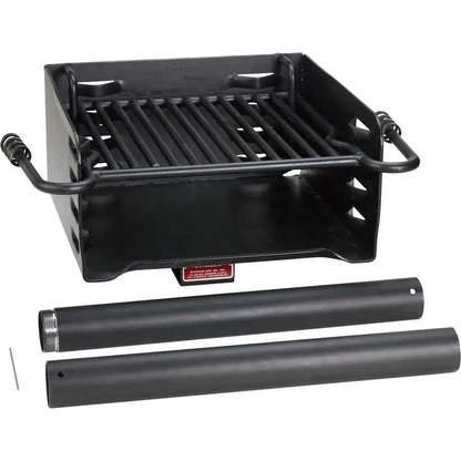Pilot Rock Park-Style Steel Outdoor Charcoal BBQ Grill with Mounting Post  Black