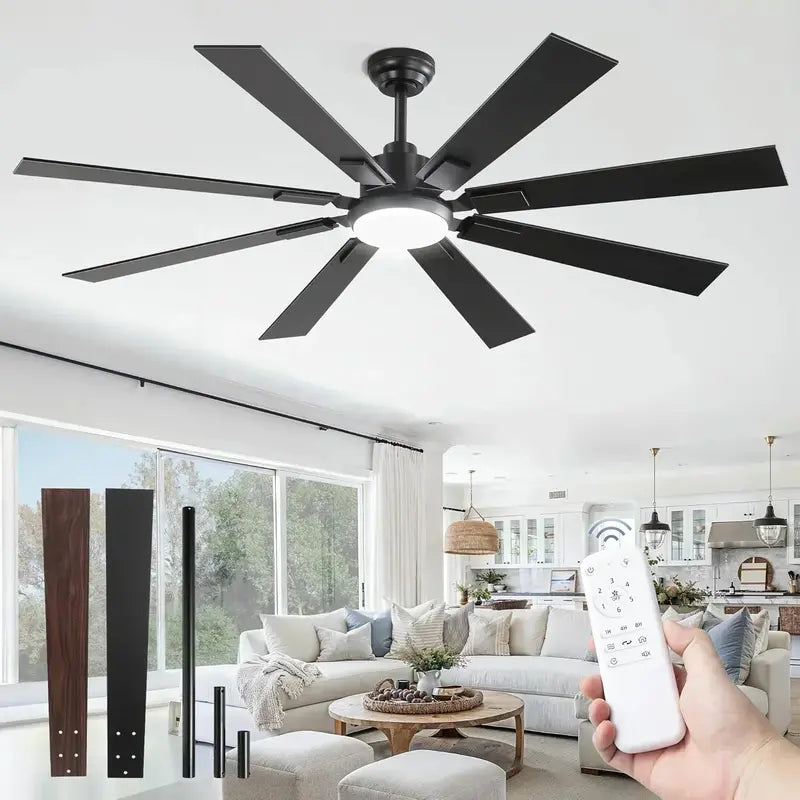 Zmishibo 72-Inch Ceiling Fan with Integrated Light & Remote Control  Indoor/Outdoor Rated