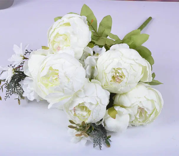 13-Piece Luxury Silk Peony Bouquet  European-Style Core-Spun Arrangement (47 cm)