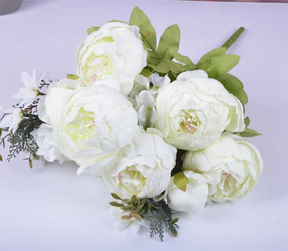 13-Piece Luxury Silk Peony Bouquet  European-Style Core-Spun Arrangement (47 cm)