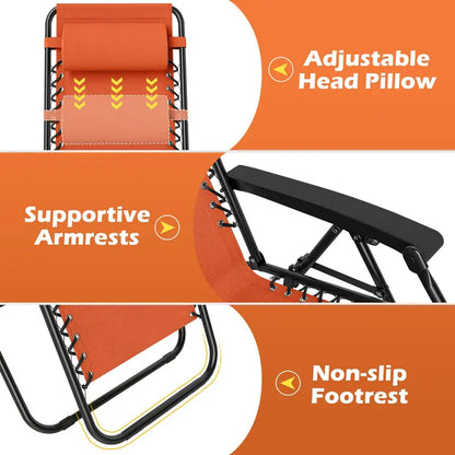 Zero-Gravity Recliner Chair  Ergonomic Backrest, Removable Pillow & Built-in Cup Holder Tray