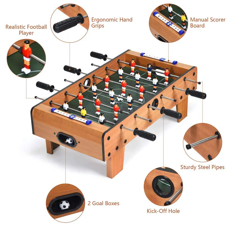 Mini Tabletop Foosball Game  27-Inch Portable Soccer Table for Kids & Adults