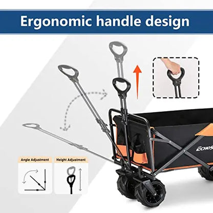 EchoSmile Heavy Duty 350 Lbs Capacity Collapsible Wagon with Big Wheels
