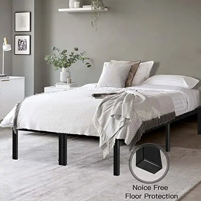 HAAGEEP Queen Bed Frame 18″ High Platform with Storage, No Box Spring Needed, Heavy Duty Steel, Easy Assembly