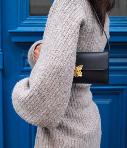 Hortensia Clutch | Noir Lisse