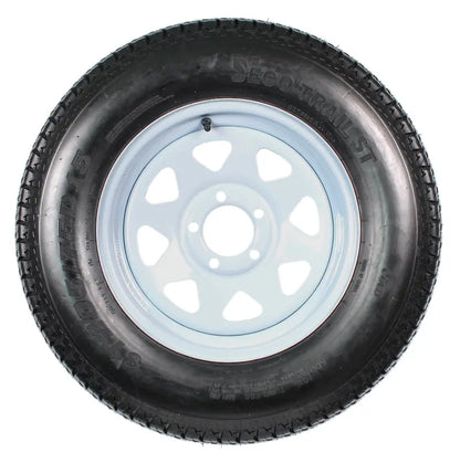 Eco Trailer Tire On Rim ST205/75D15 15 in. Load C 5 Lug White Spoke Wheel