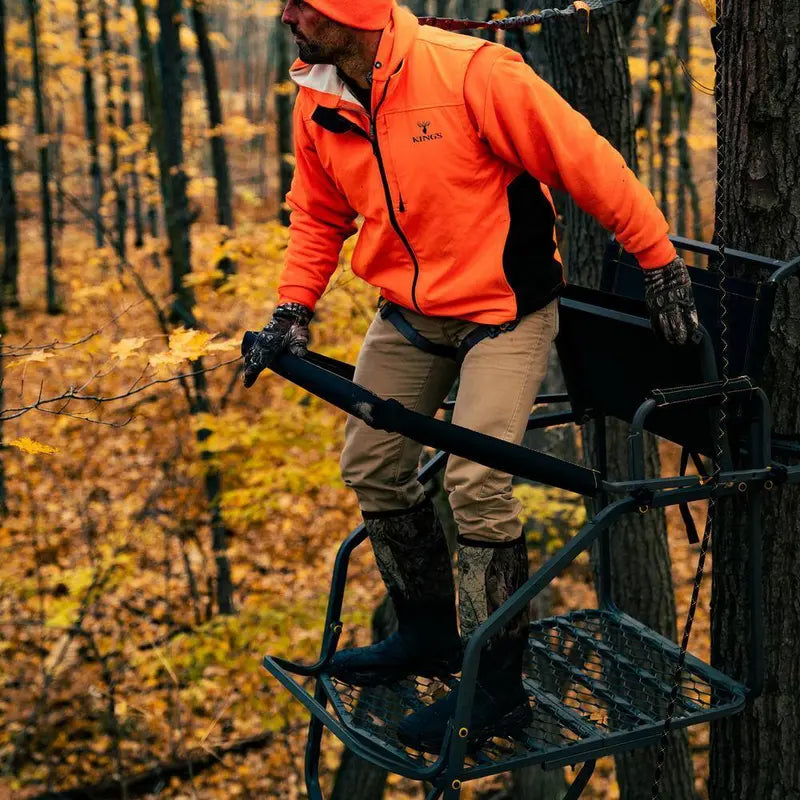 Jumbo Jack Hunting Ladder Stand  Adjustable Shooting Rail with Oversized Mesh Seat