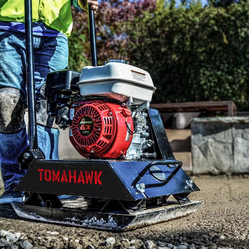 Tomahawk Power Gas Plate Compactor  5.5 HP, 3000 lbs/ft Force, 63cc Engine, 17×13″ Plate