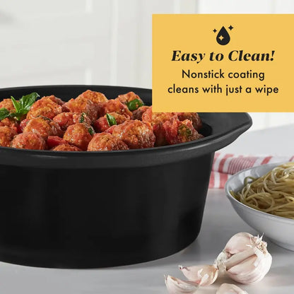 8-Quart Black Stainless Steel Slow Cooker  Auto-Warm Function & Digital Programmable Controls