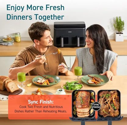 COSORI 9-Quart Dual Basket Air Fryer  10-in-1 Family-Sized System for Balanced, Healthy Meals