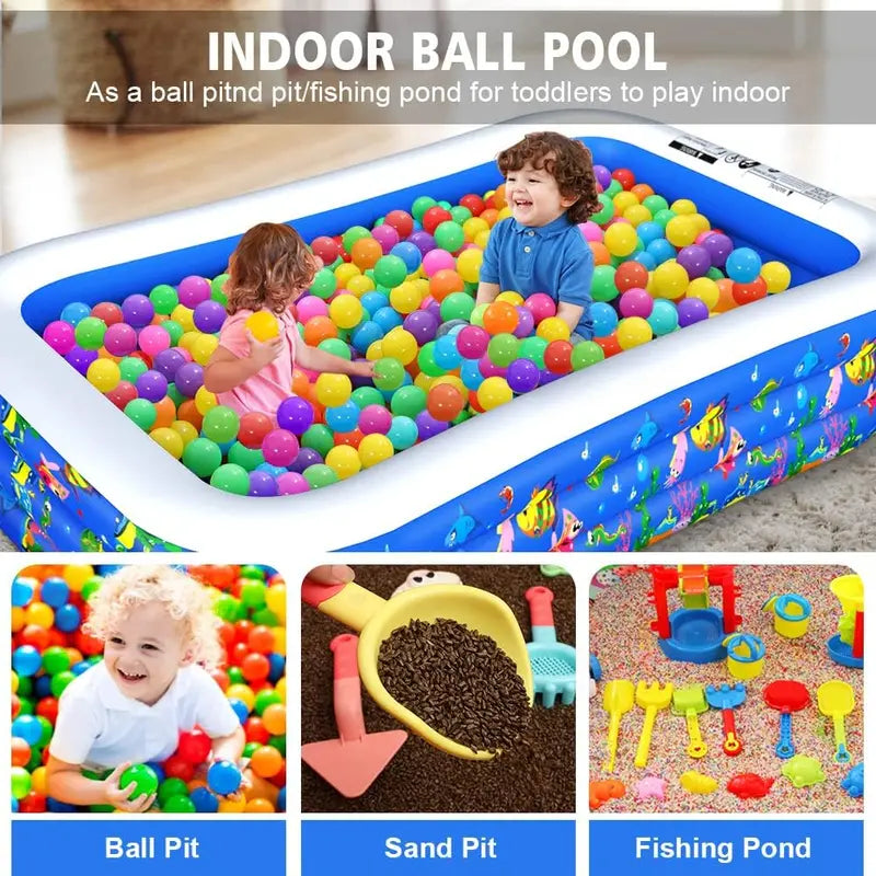Large Inflatable Kiddie & Family Pool  120″ x 72″ x 22″, Reinforced Walls, Perfect for Backyard Summer Fun