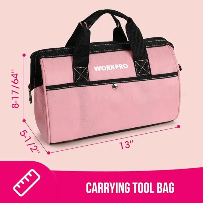 WORKPRO 55/75-Piece Pink Household Tool Set  Includes 3.7V Rotatable Cordless Screwdriver and Pink Ribbon Accents