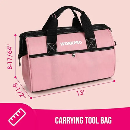 WORKPRO 55/75-Piece Pink Household Tool Set  Includes 3.7V Rotatable Cordless Screwdriver and Pink Ribbon Accents