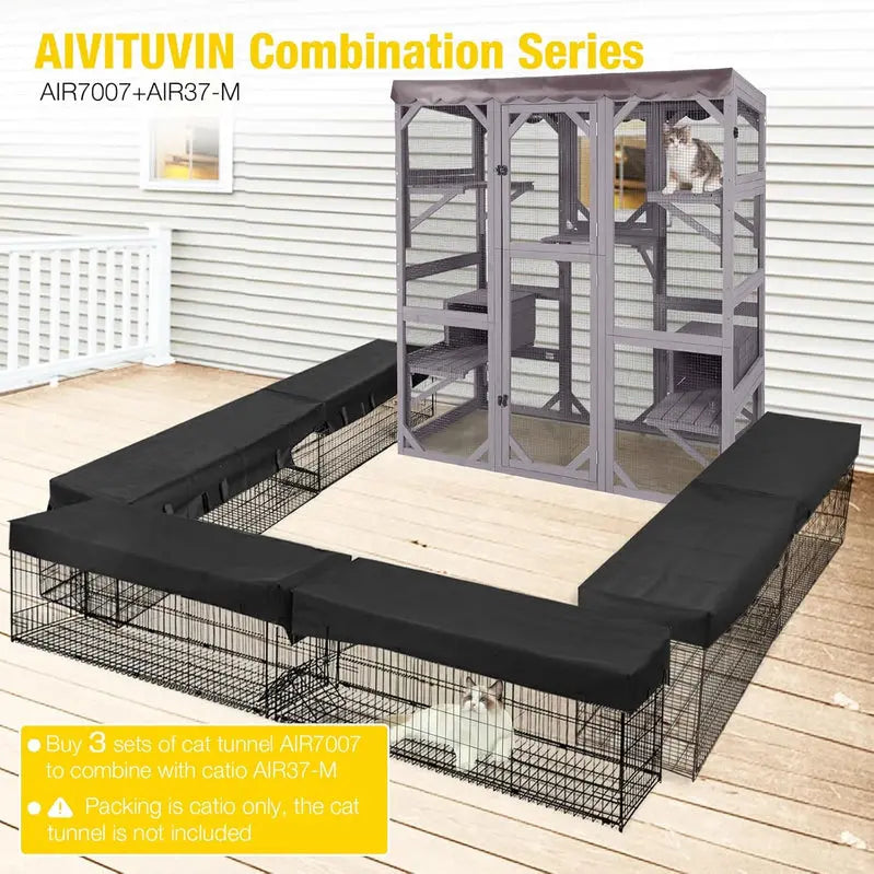 Large Walk-In Outdoor Catio Enclosure  Secure, Spacious Cat Run with Mesh Walls & Roof