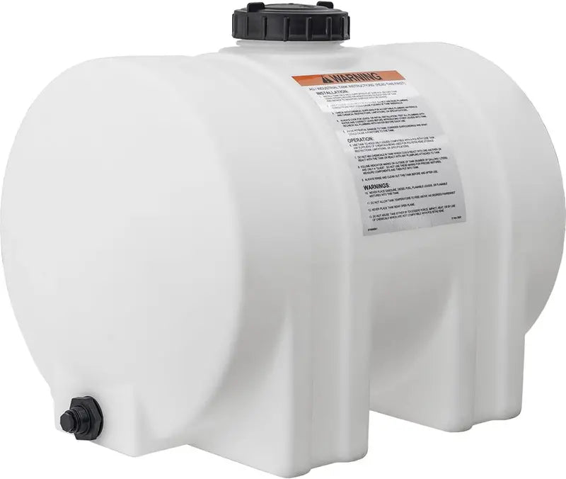 550-Gallon Horizontal Polyethylene Water Tank  USA-Made, Rustproof Reservoir with Legs for Potable & Non-Flammable Liquids
