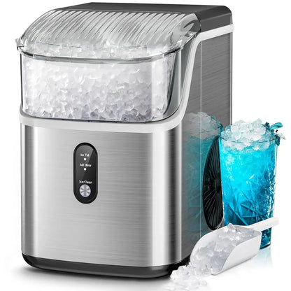 Kismile Silver Nugget Ice Maker  35 lb/Day, Crushed Ice Option, One-Touch Controls, Self-Cleaning for Home Use