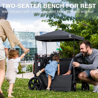 EVER ADVANCED 2-Child Wagon Stroller  Side-Zip Entry, Adjustable Handle & Push-Pull All-Terrain Mobility