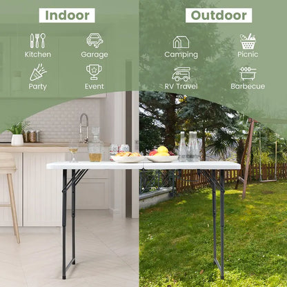 HDPE Folding Picnic Table  Lightweight Portable Dining or Camp Table for Indoor and Outdoor Use