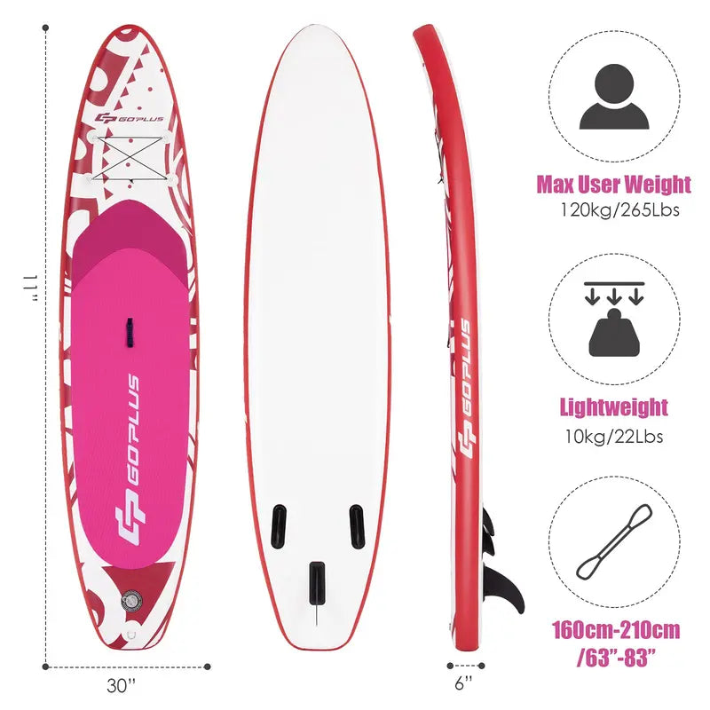 10.5- or 11-Foot Inflatable SUP  6.5-Inch Thick Stand-Up Paddle Board with Carry Bag