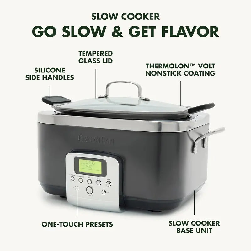 6-Quart Programmable Electric Slow Cooker  Dishwasher-Safe Lid & Removable Nonstick Base