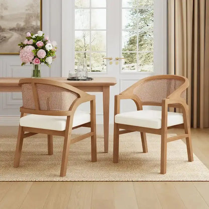 Christopher Knight Home Cane-Weave Upholstered Dining Chair Set  2 Chairs