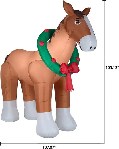 Clydesdale Horse Inflatable Christmas Decor  9-Foot Illuminated Outdoor Yard Figure with Anchoring Kit