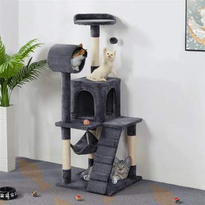 Yaheetech 51-in Cat Tree and Condo Scratching Post Tower, Gray