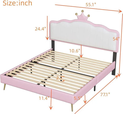 Linique LED-Uplighted Full-Size Upholstered Platform Bed Frame