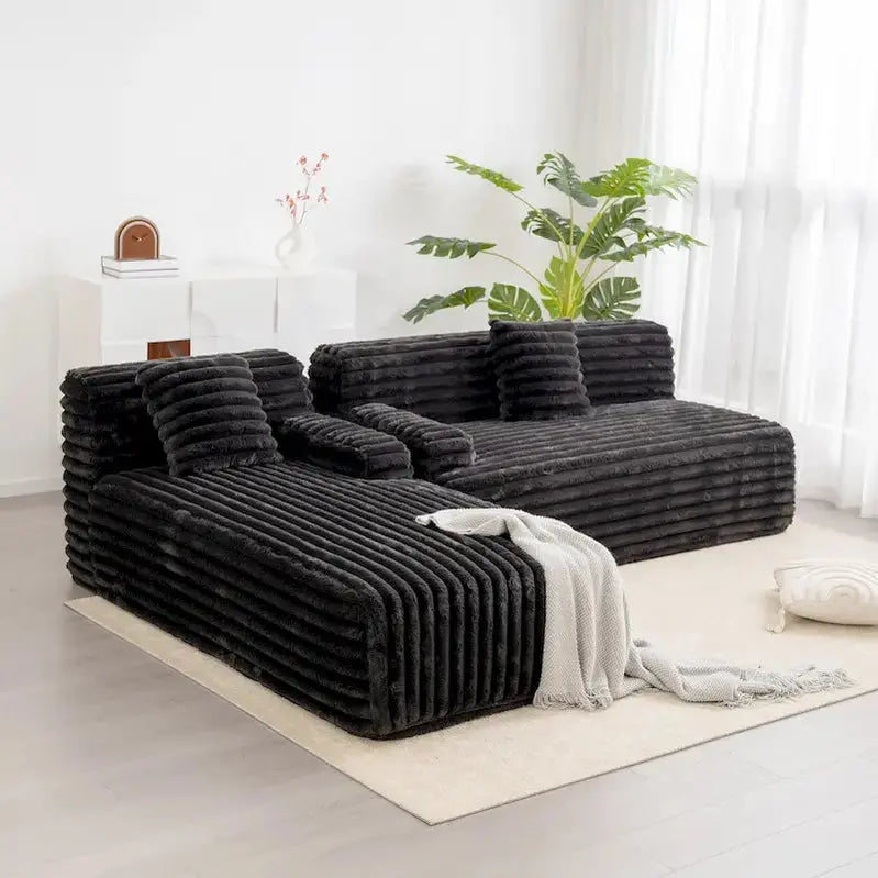 Cloud Modular Sectional Sofa  L-Shaped Upholstered Couch with Two Decorative Throw Pillows