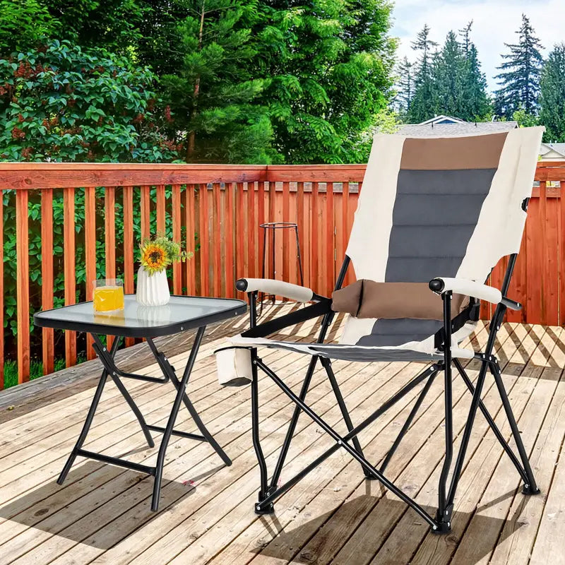 Ergonomic Portable Camping Chair with Lumbar Support  Ideal for Beach, Hiking & Picnics