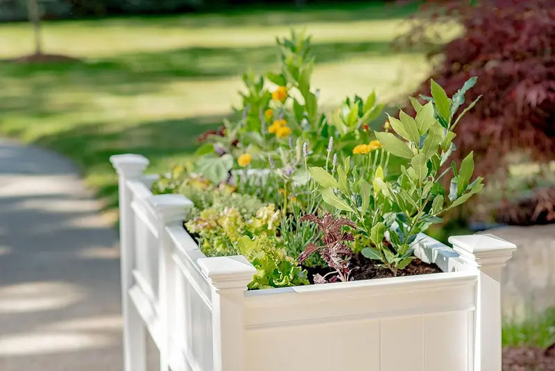 Cambridge Vinyl Raised Garden Planter  68.5″ W × 24″ L with Optional Extension Kit