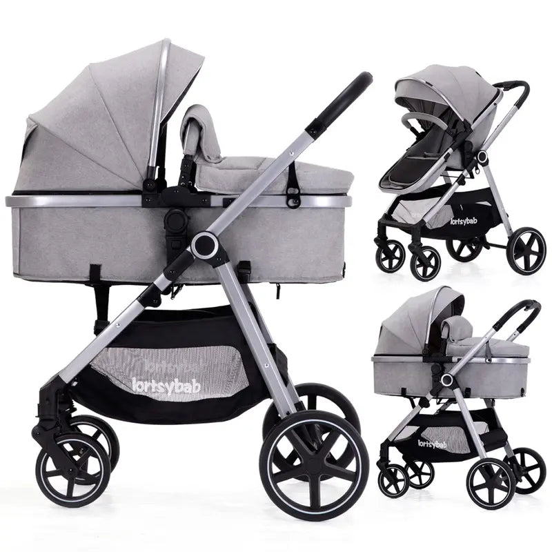 Lortsybab 2-in-1 Folding Infant Stroller  Reversible Seat, Compact Bassinet Design