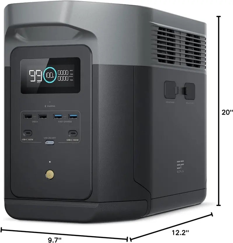 EcoFlow Delta 2 Max Solar Generator  2400W Pure Sine Wave Inverter, Expandable Battery System