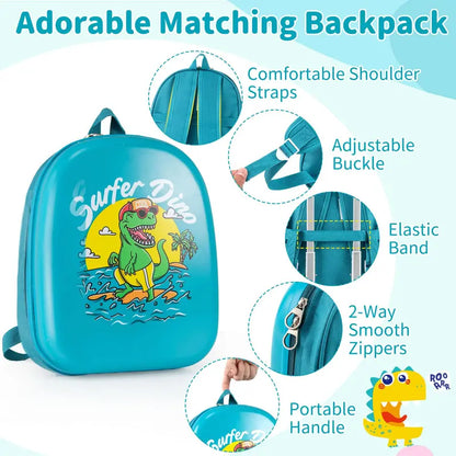 Children’s Rolling Luggage Set  2-Piece Blue Lightweight Suitcases with 360° Spinner Wheels