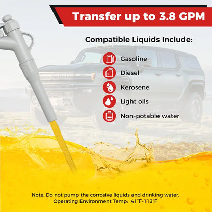 Portable Battery-Powered Fuel Transfer Pump  Adjustable Flow Rate & Nozzle